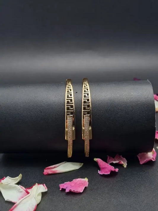 Elegant Gold-Plated Geometric Bangles - Anaya Amal Official