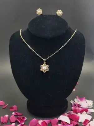 Golden Floral Pendant & Earrings Set - Anaya Amal Official