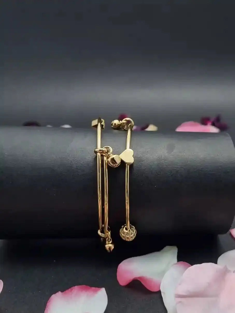 Golden Heart Charm Bangle Set - Anaya Amal Official