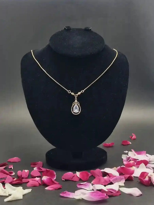 Golden Teardrop Crystal Pendant Necklace - Anaya Amal Official