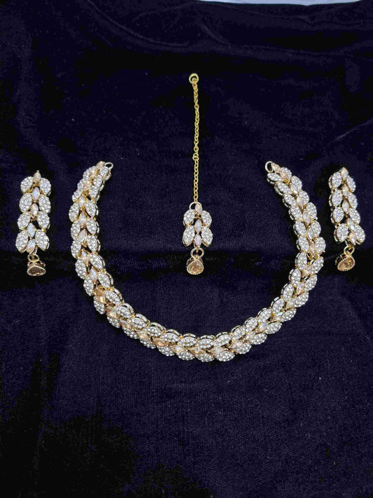 Golden Bridal Set with Necklace and Earrings - Anaya Amal Official