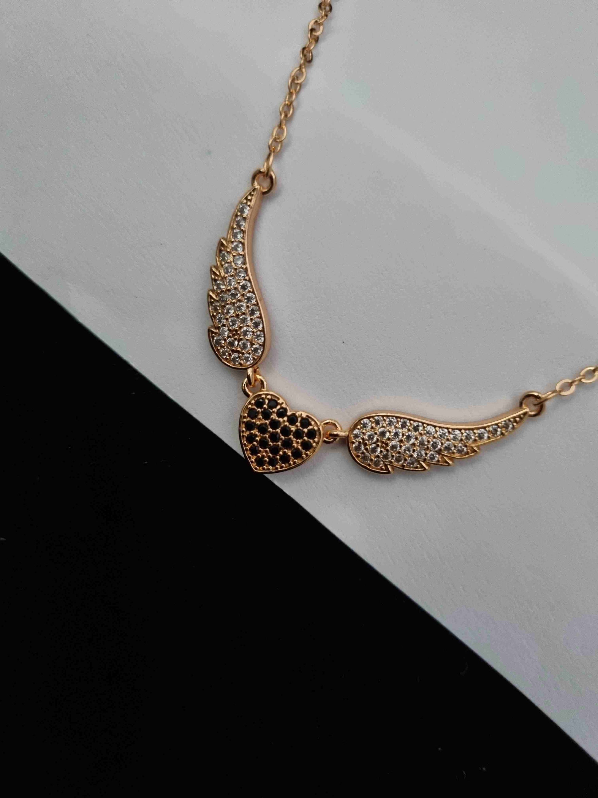 Golden Heart Wing Pendant Necklace - Anaya Amal Official