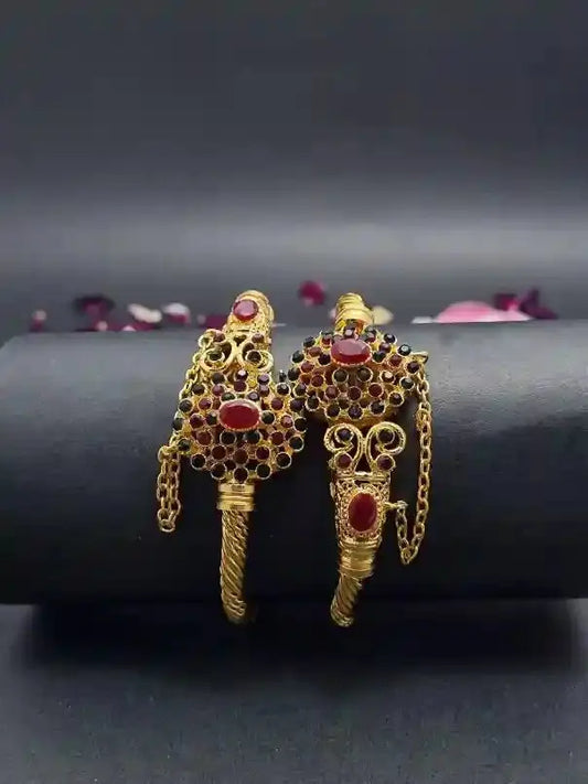 Traditional Golden Multistone Kada Set - Anaya Amal Official